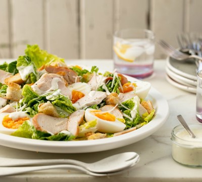 Caesar Salad with Avocado & Sliced Smoked Chicken